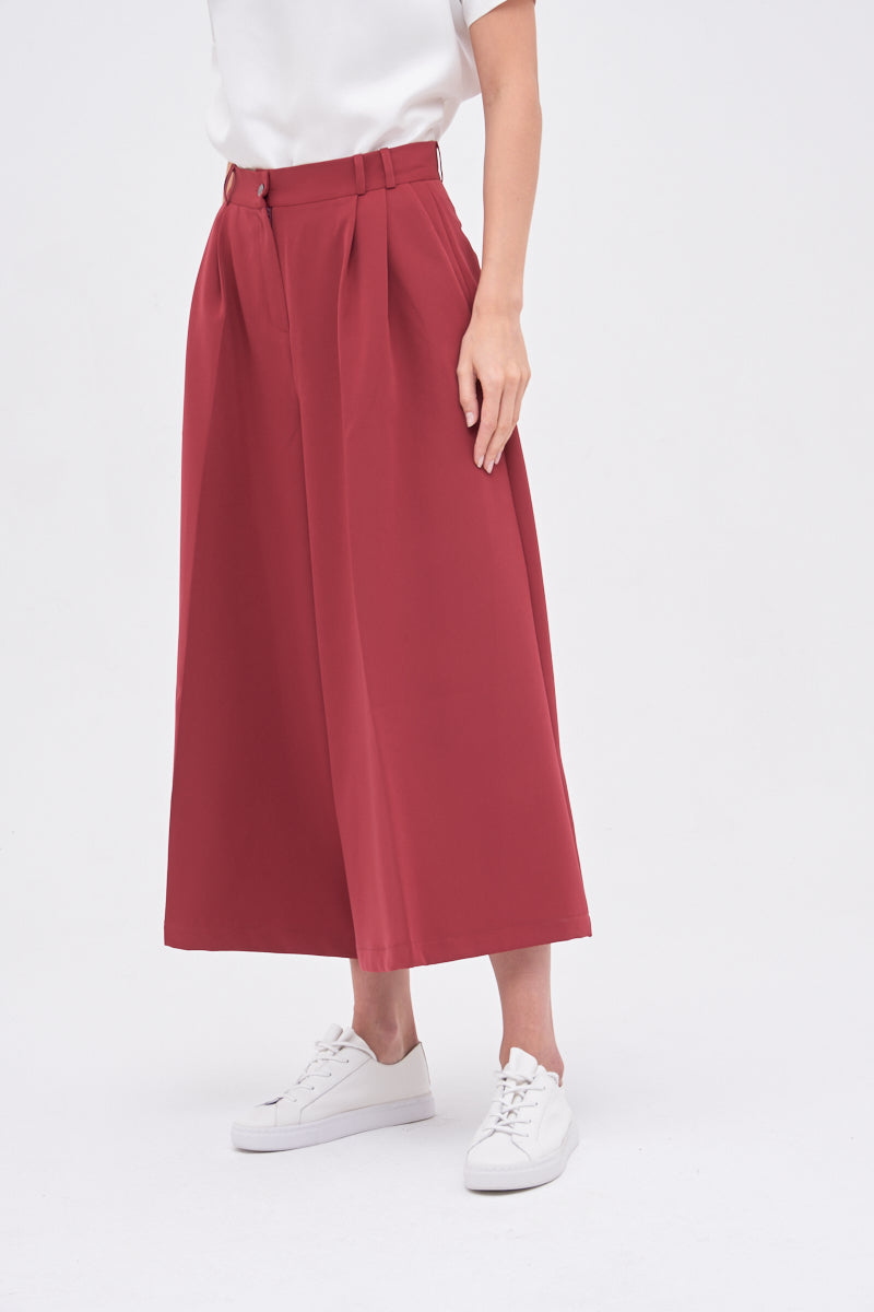 Wide-Leg Trousers – Model P307 Wine color