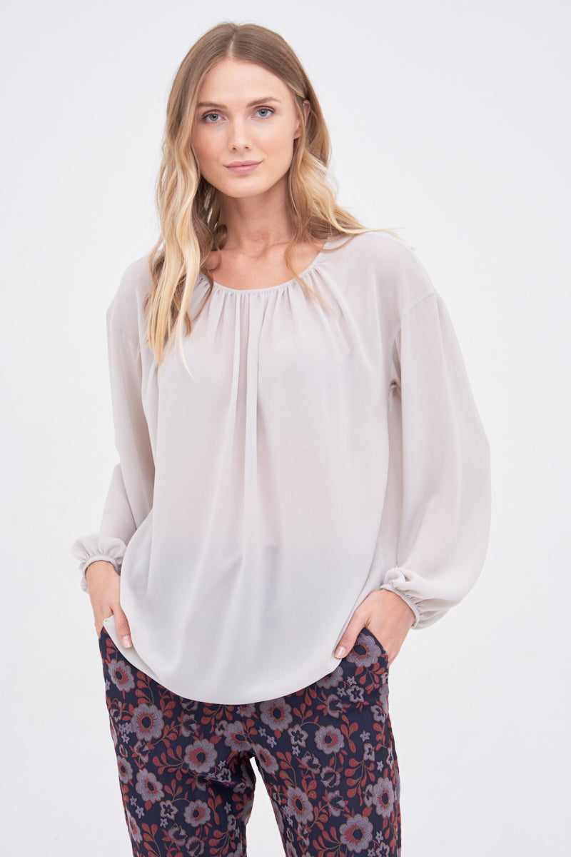 Silver Loose-Fit Blouse in 100% Natural Silk Model B275