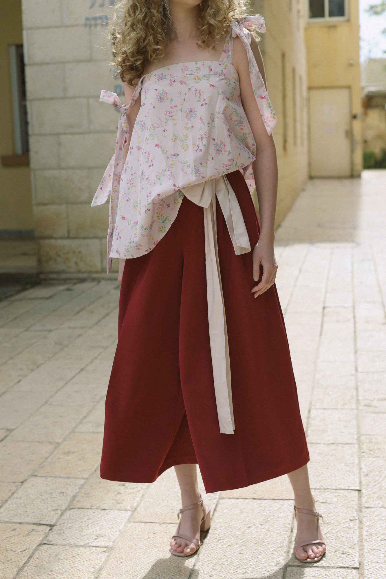 Wide-Leg Trousers – Model P307 Wine color